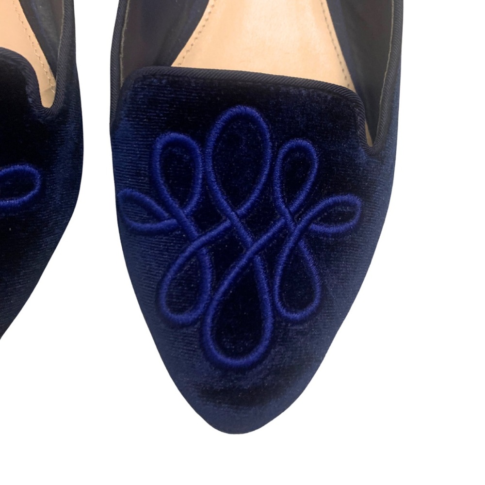 2/$30 Lauren Conrad Dark Blue Velvet Pointed Ballet Flats 8.5 Loafer Preppy Luxe - Picture 3 of 9